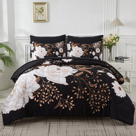 Yogeneg 7-piece king bed-in-a-bag set with plush comforter on a stylish bed
