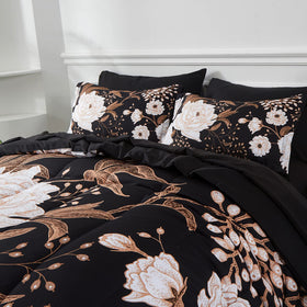 Yogeneg botanical floral black reversible design adds modern elegance