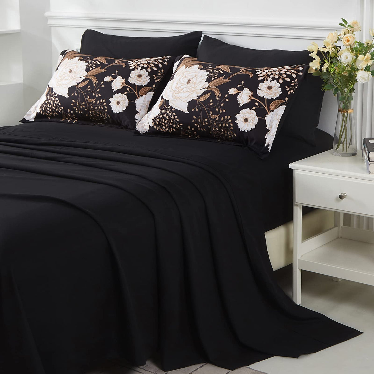 King flat and fitted sheets provide snug fit and smooth surface