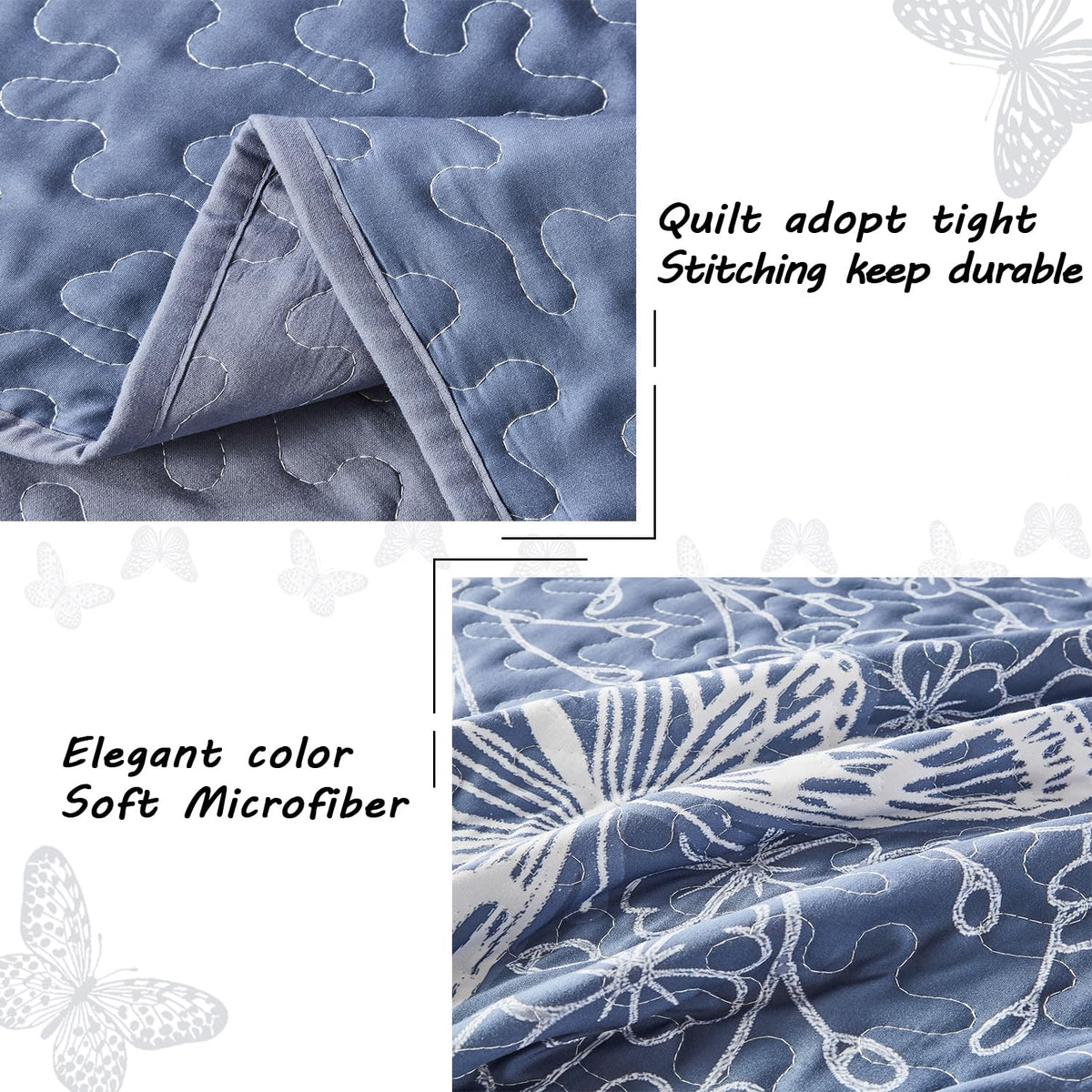 Two 20 by 26 inch pillow shams complement the quilt beautifully