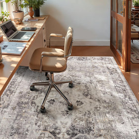 YOH low-pile rug (0.28 inch) minimizes dirt embedding for quick cleanups.