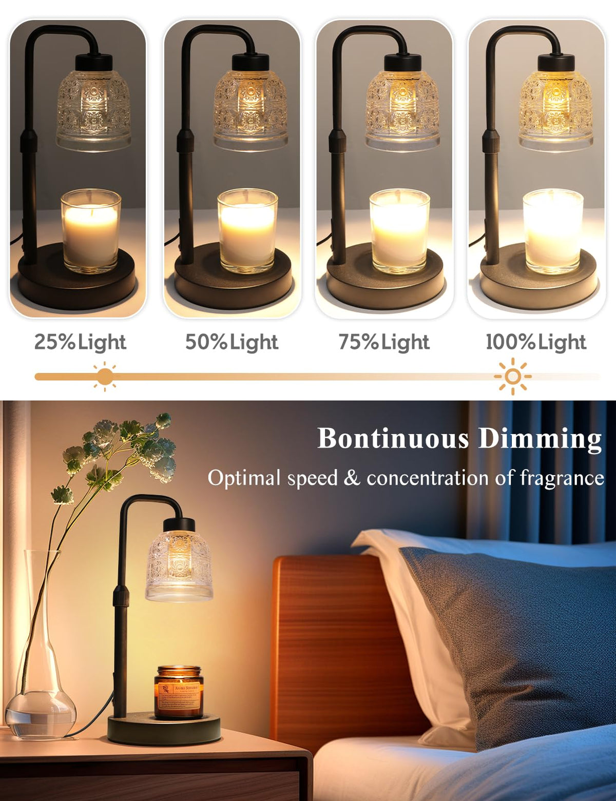 Yohonk candle warmer dimming control for adjustable ambiance