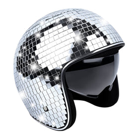 Yoiemivy disco helmet with glitter patches shines under lights for a dramatic party focal point.