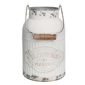 Yoillione milk jug vase with handle; close-up shows sturdy metal and rustic charm.