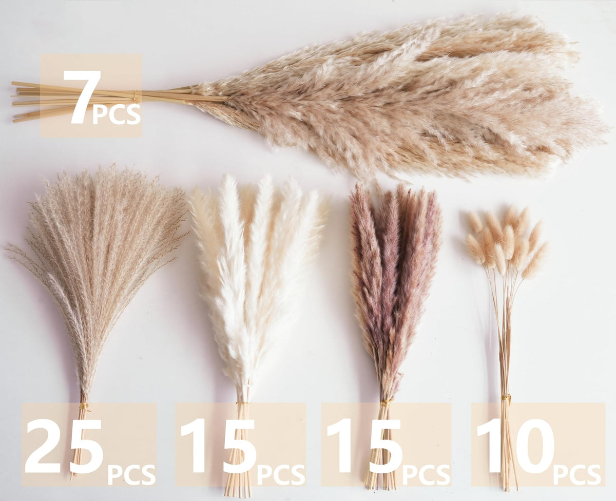 YOJOYI dried pampas grass in beige decor brings earthy texture to interiors.