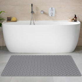Yolife mat used by seniors for stable, non-slip footing during showers