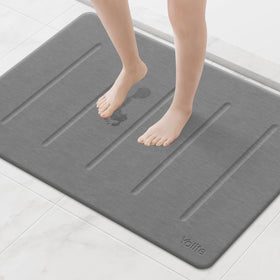 Yolife Stone Bath Mat 32x20 in dark grey offering extended foot space after showers