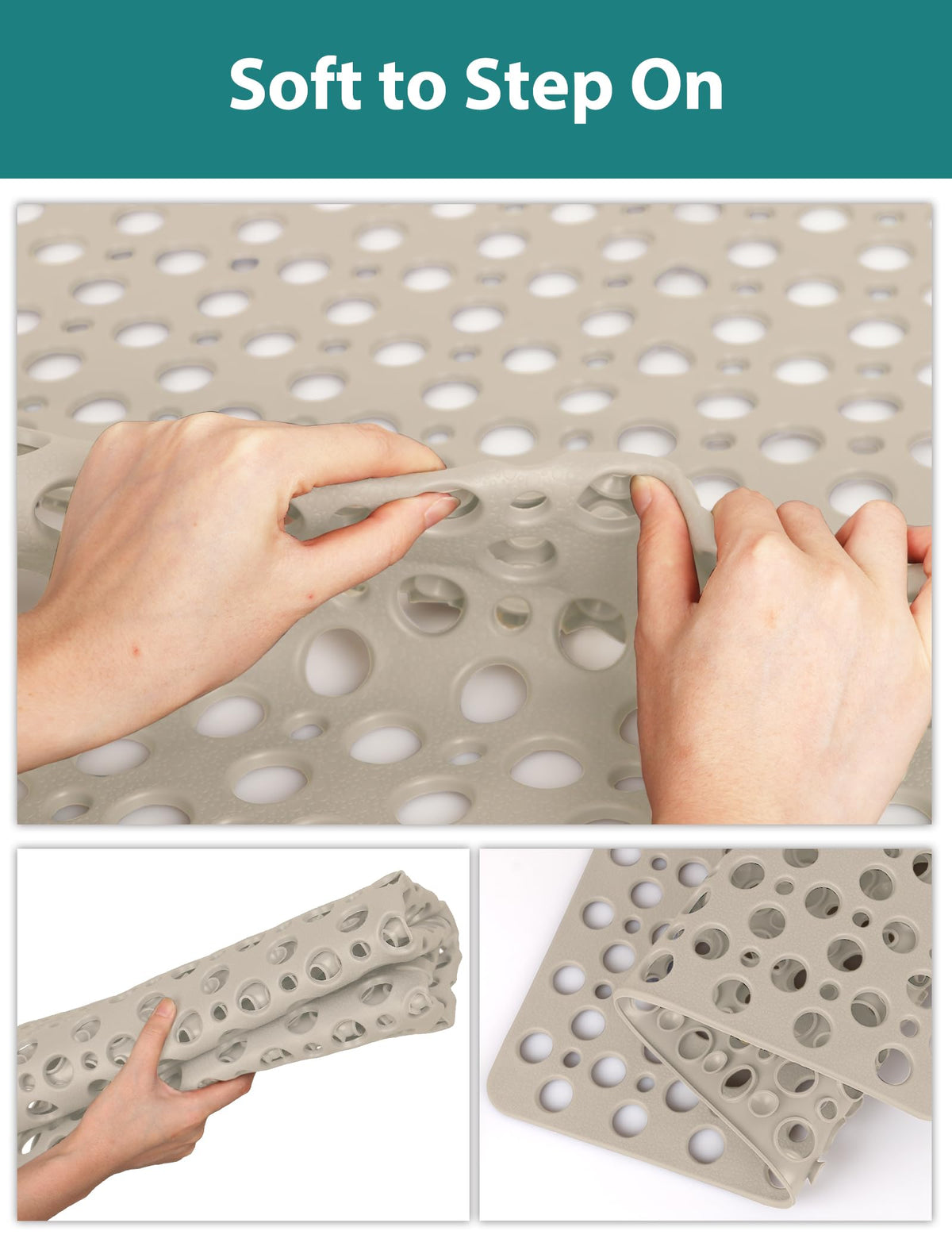 Yonala non-slip mat in shower promotes safe footing for all ages.