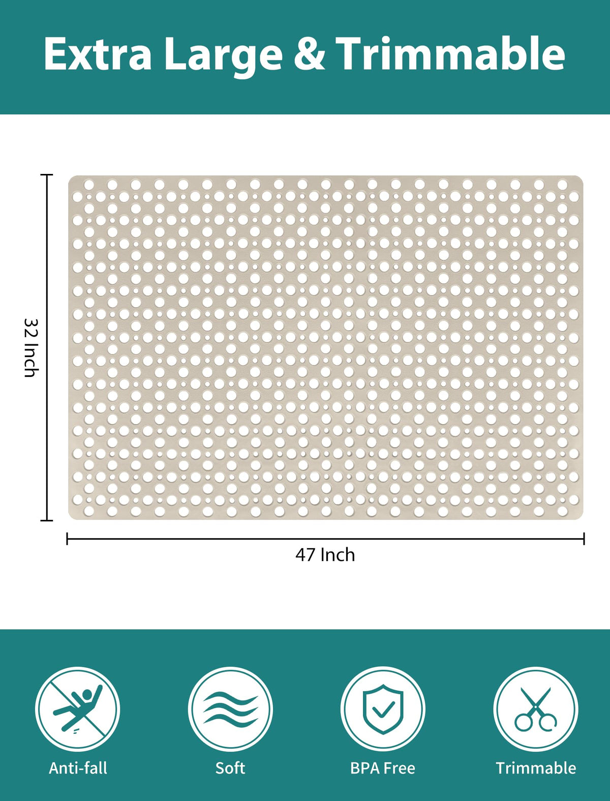 Yonala mat drainage holes close-up highlights fast water drainage and quick drying.