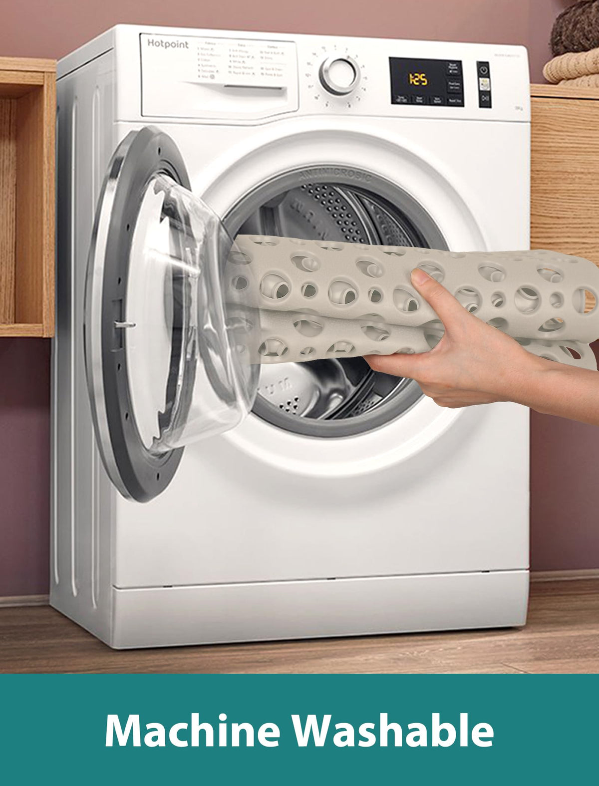 Yonala machine washable icon shows easy cleaning and maintenance.