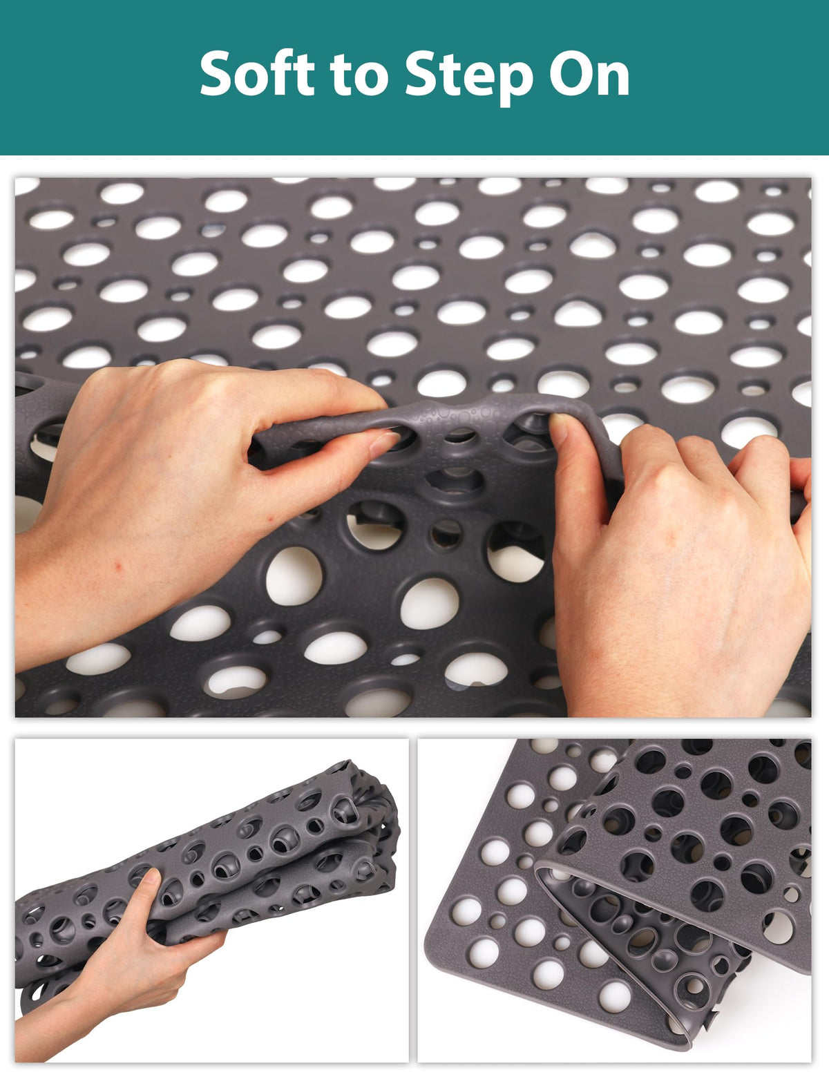 Yonala quick-dry design helps reduce water pooling after showers.