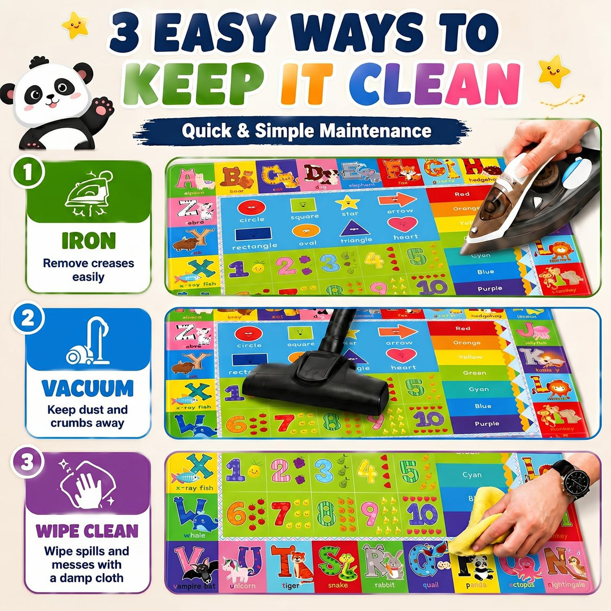 Yongjoy mat featuring animals and letters to spark reading time.