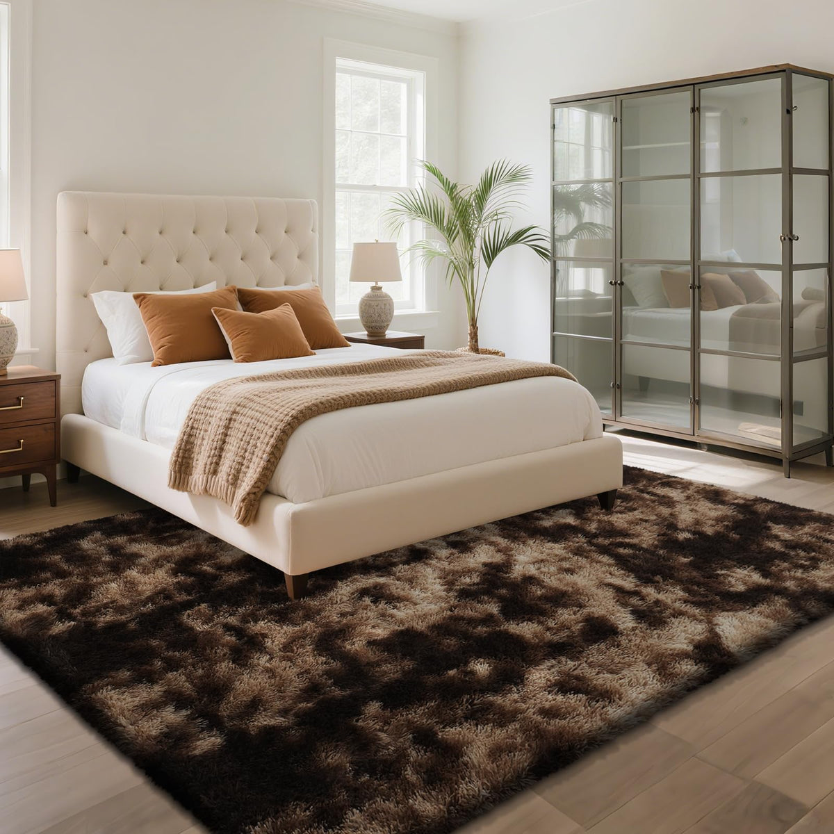 Yongyangjuxin fluffy rug in bedroom creating a snug retreat