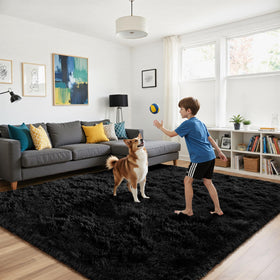 Yongyangjuxin shag rug with anti-slip dots stays steady in entryways and hallways.