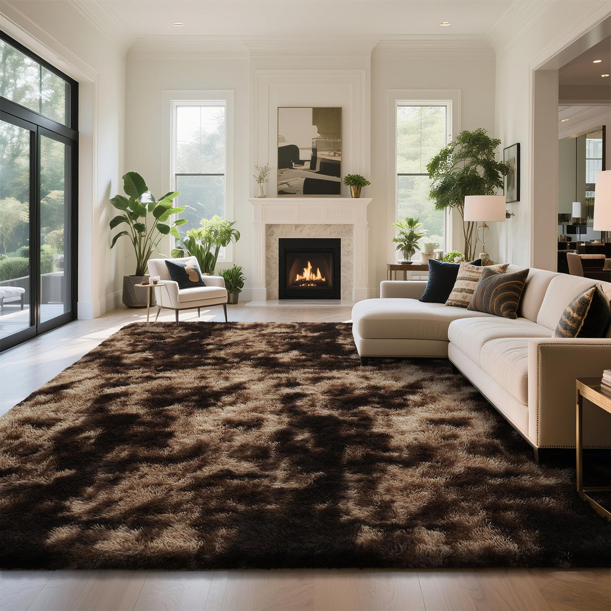 Yongyangjuxin fluffy rug mottling brown 8x10 plush warmth underfoot