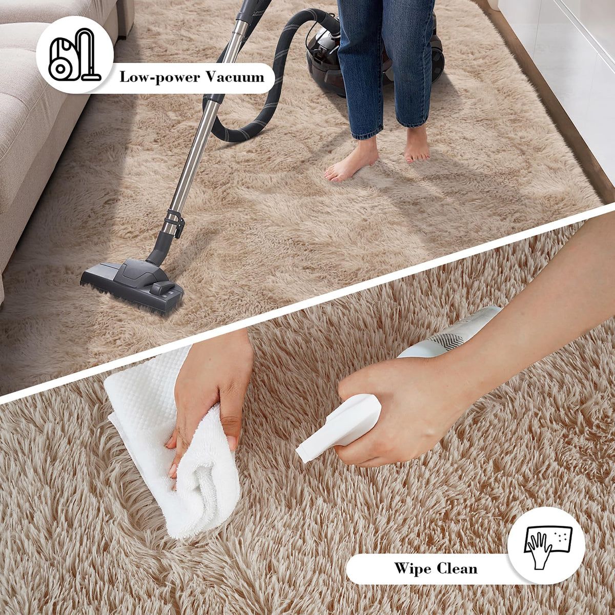 Yongyangjuxin fluffy shag rug beige anti-slip bottom for busy homes.