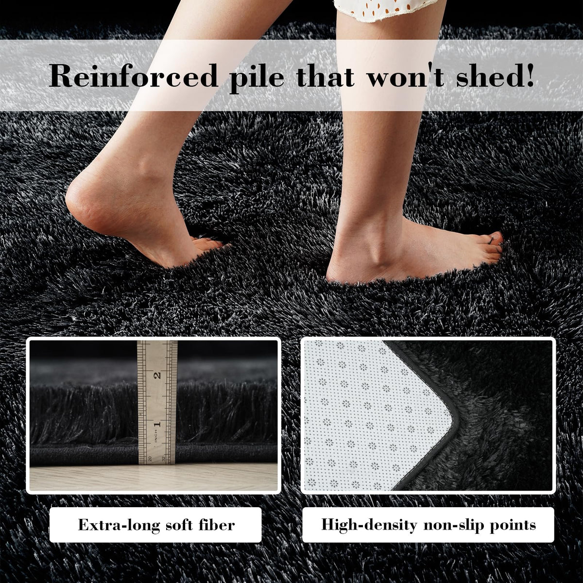Yongyangjuxin kid-friendly shag rug is safe and easy to clean.