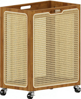 Yonscess laundry hamper with wheels for easy mobility around the home.