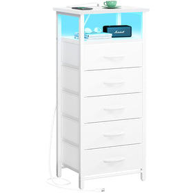 Yoobure 5-drawer dresser in a bedroom offering organized clothing storage.