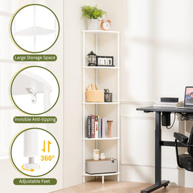 Yoobure 5-tier bookcase demonstrates vertical storage capacity