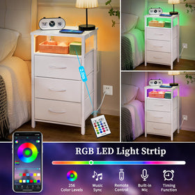 Yoobure bedside table open shelf keeps books and clocks within reach.