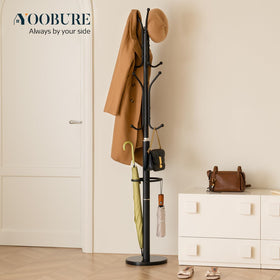 Yoobure 12-hook coat rack visually organized for coats and hats