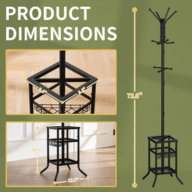 Yoobure coat rack top area for purses and hats hangers.