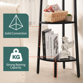 Yoobure corner shelf enhances living room decor with space-saving design.