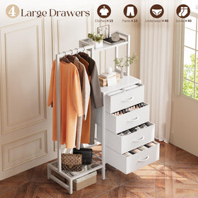 Yoobure four-drawer dresser with open drawer demonstrates easy access to daily items.