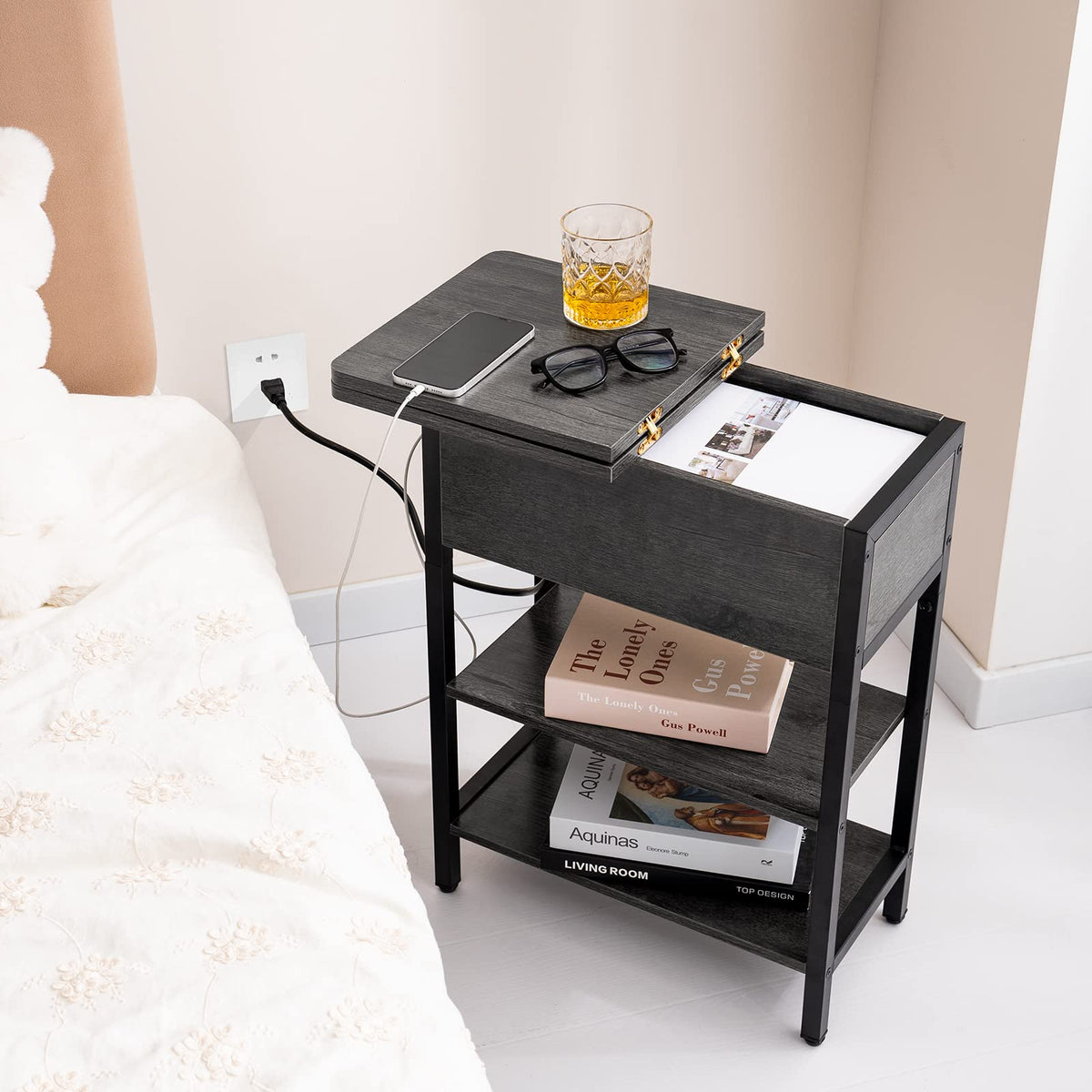 Yoobure end table easy assembly with numbered parts and instructions
