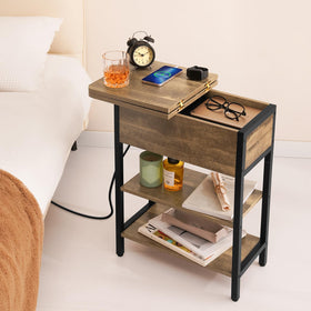 Yoobure end table assembly view with included tools and clear parts
