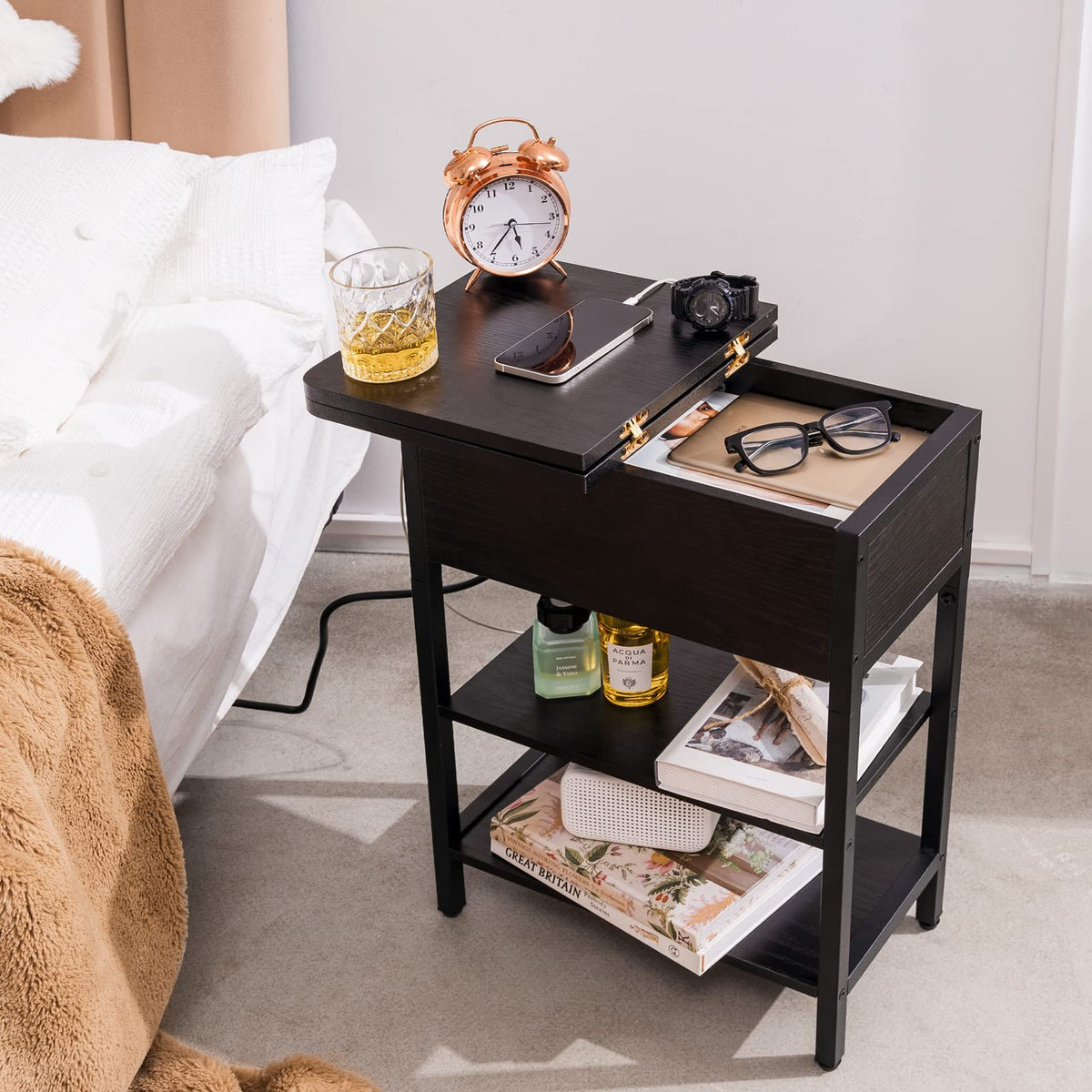 Yoobure end table durable build supports daily use with a sturdy steel frame