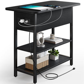 Yoobure end table with charging station front view showing USB ports and outlets for easy charging