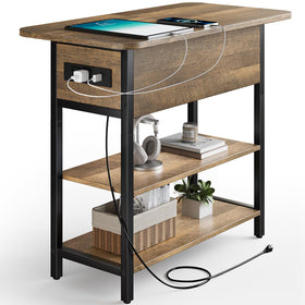 Yoobure end table with charging station front view showing accessible USB ports for easy charging