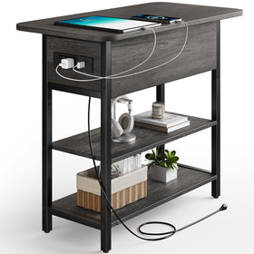 Yoobure end table with charging station, top view shows accessible outlets for devices