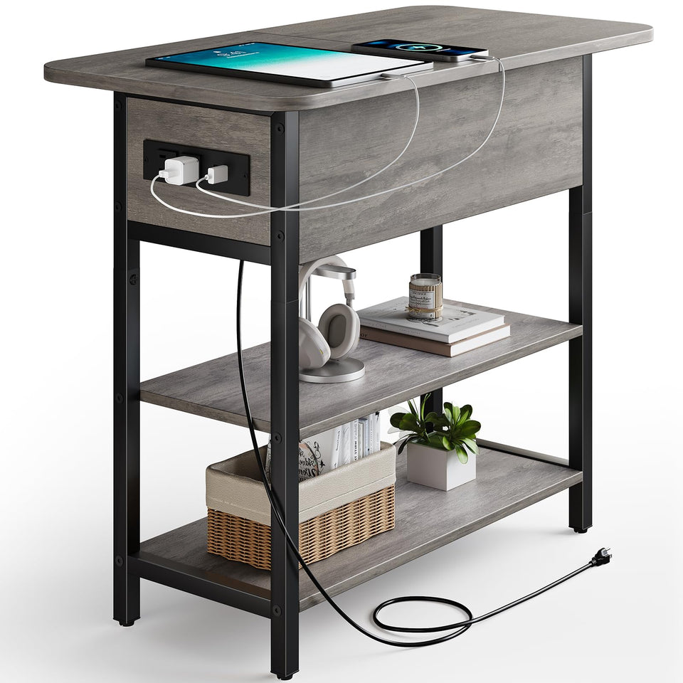Yoobure end table charging station with USB ports keeps devices charged within reach