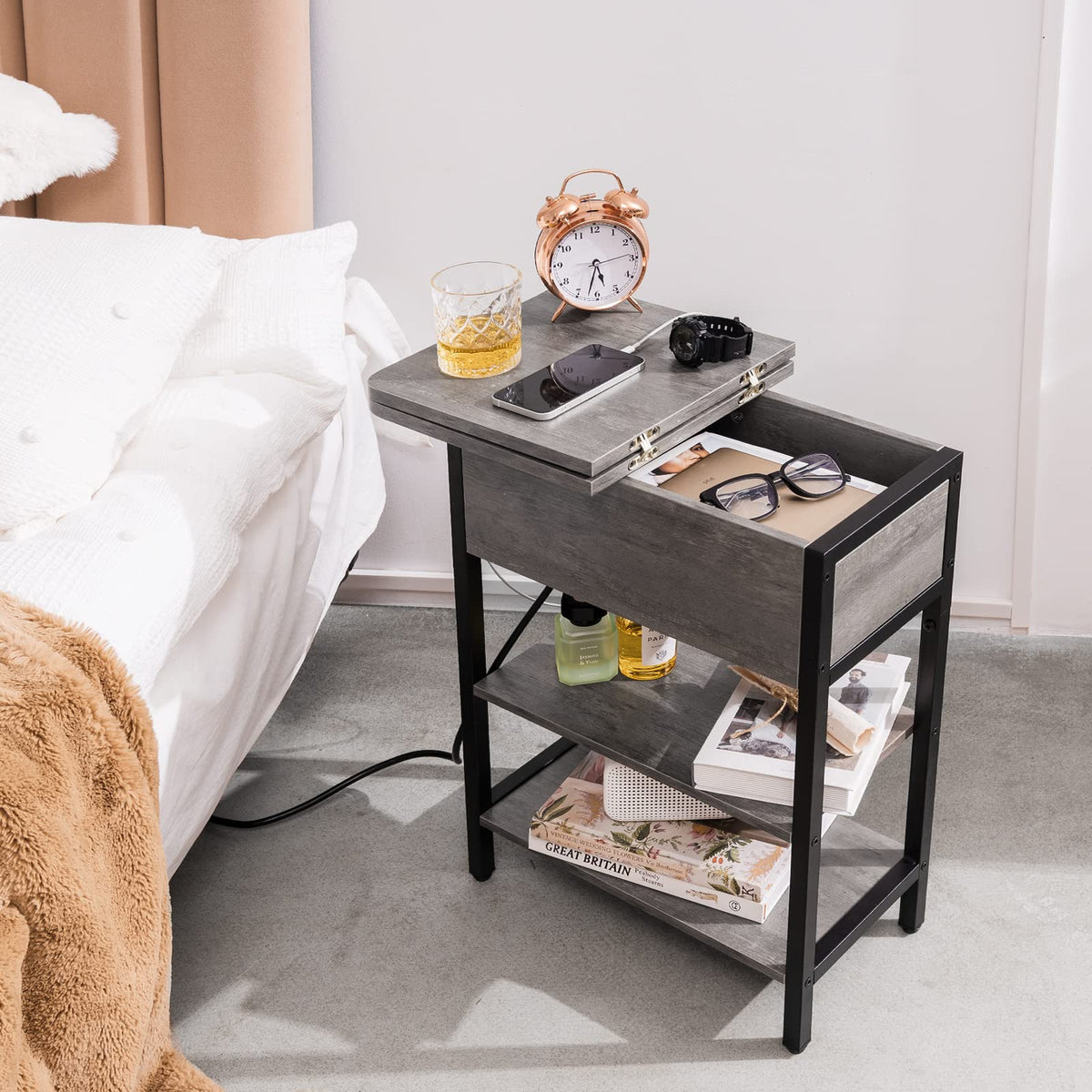 Yoobure end table living room setup complements sofas with a compact footprint