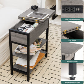 Yoobure end table two-tier shelves for organized display and storage
