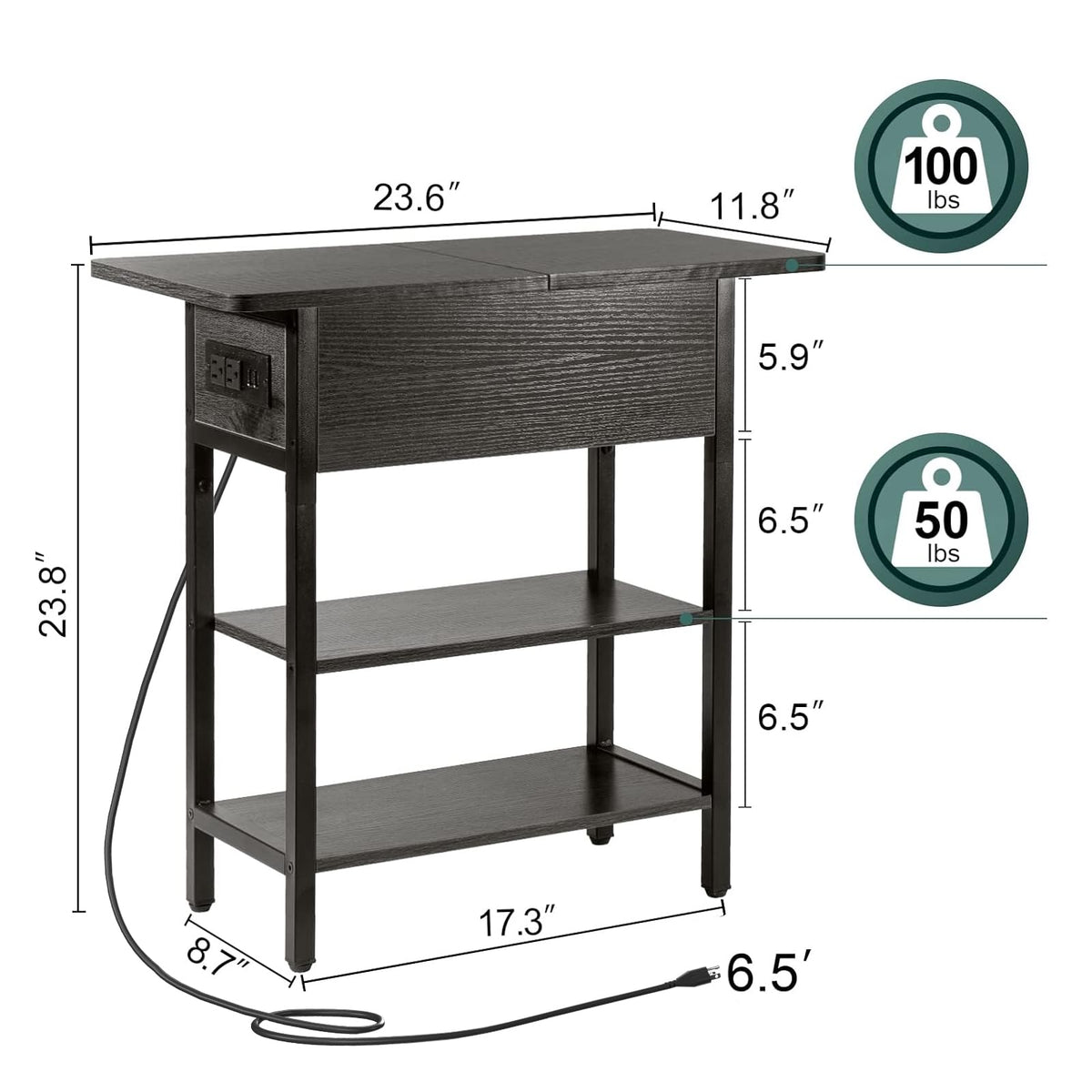 Yoobure end table two-tier shelves offering ample storage for books and decor