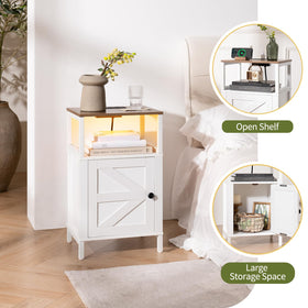 Yoobure Farmhouse Nightstand LED strip showing ambient lighting options.