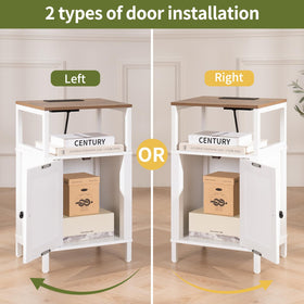 Yoobure Farmhouse Nightstand sturdy wood frame with metal accents.