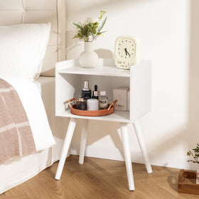 Yoobure nightstand open shelf keeps books and devices within easy reach