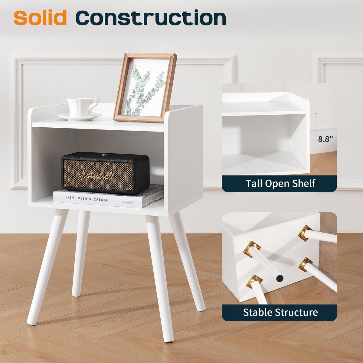 Yoobure mid-century nightstand rounded edges reduce bumps during use