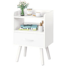 Yoobure modern nightstand front view with functional drawer and fabric storage