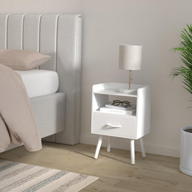 Yoobure nightstand open shelf and tabletop displaying essentials