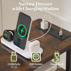 Yoobure narrow nightstand with fabric drawers and open shelf for organized storage