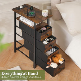 Yoobure quick-setup nightstand with illustrated instructions and video guide