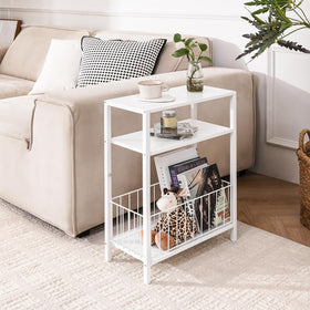 Yoobure 3-tier end table with two shelves and a spacious basket