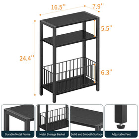 Yoobure narrow side table dimensions shown for planning a compact setup.
