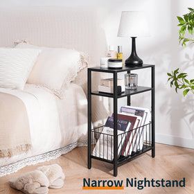 Yoobure narrow side table with sturdy metal frame for daily use.